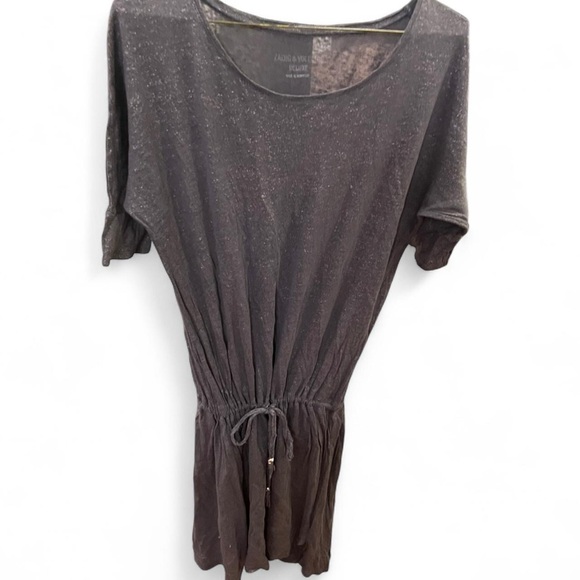 Zadig & Voltaire grey lamé linen midi dress M - Picture 6 of 8